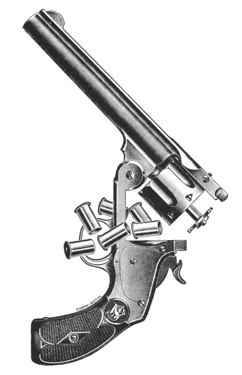 A Smith & Wesson Army revolver, showing method of extraction.